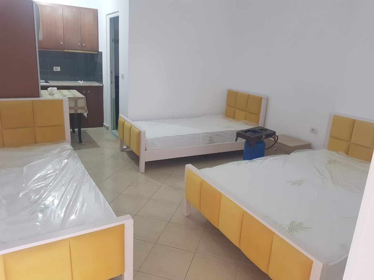 Hotel bedroom with premium bedding